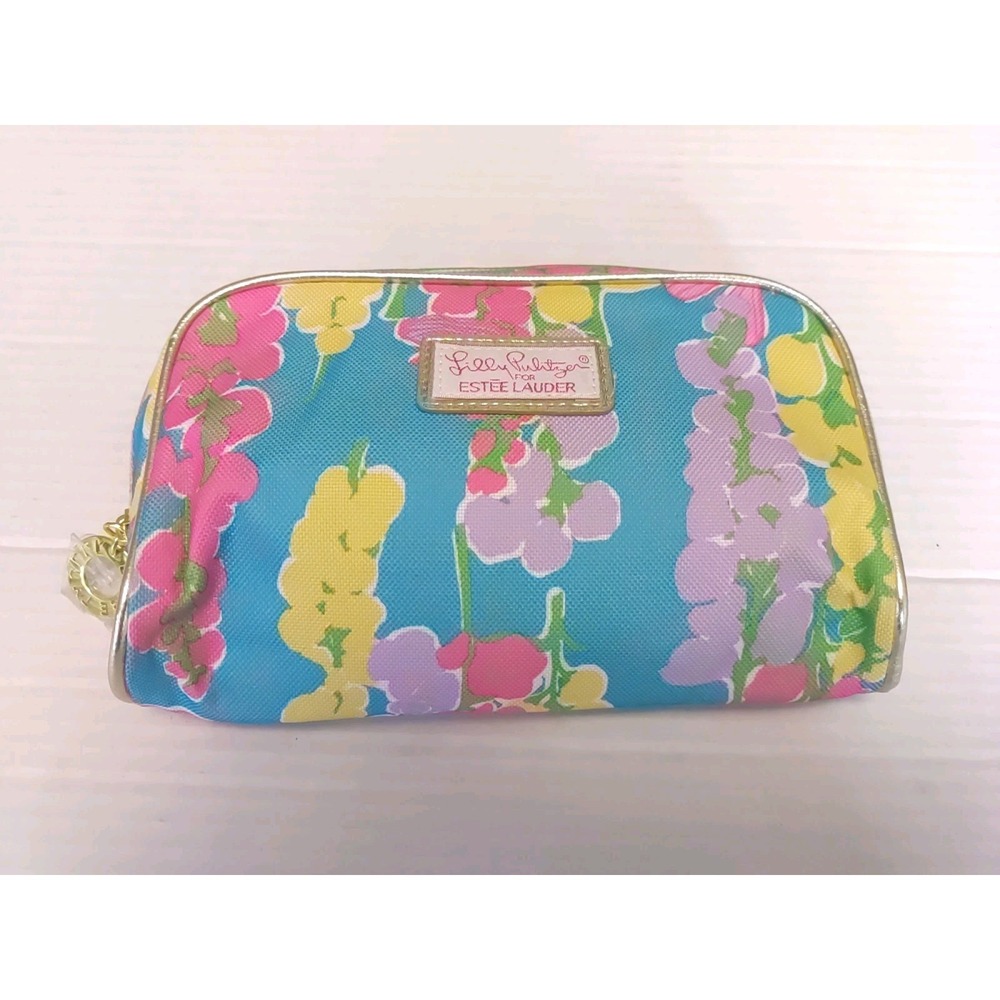 Estee Lauder Lilly Pulitzer Multicolor Floral Zip Cosmetic Makeup Bag Pouch Case